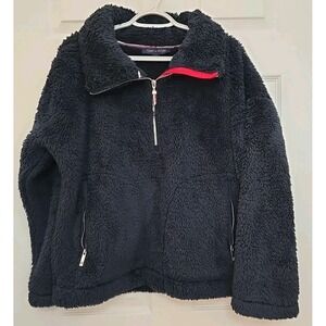 Tommy Hilfiger Women's sherpa quarter-zip pullover jacket  navy blue Medium